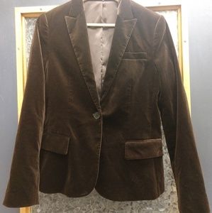 Theory Velvet Blazer Size 10 Chocolate Brown Career Work Office
